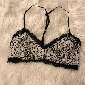 Black & White T strap bralette